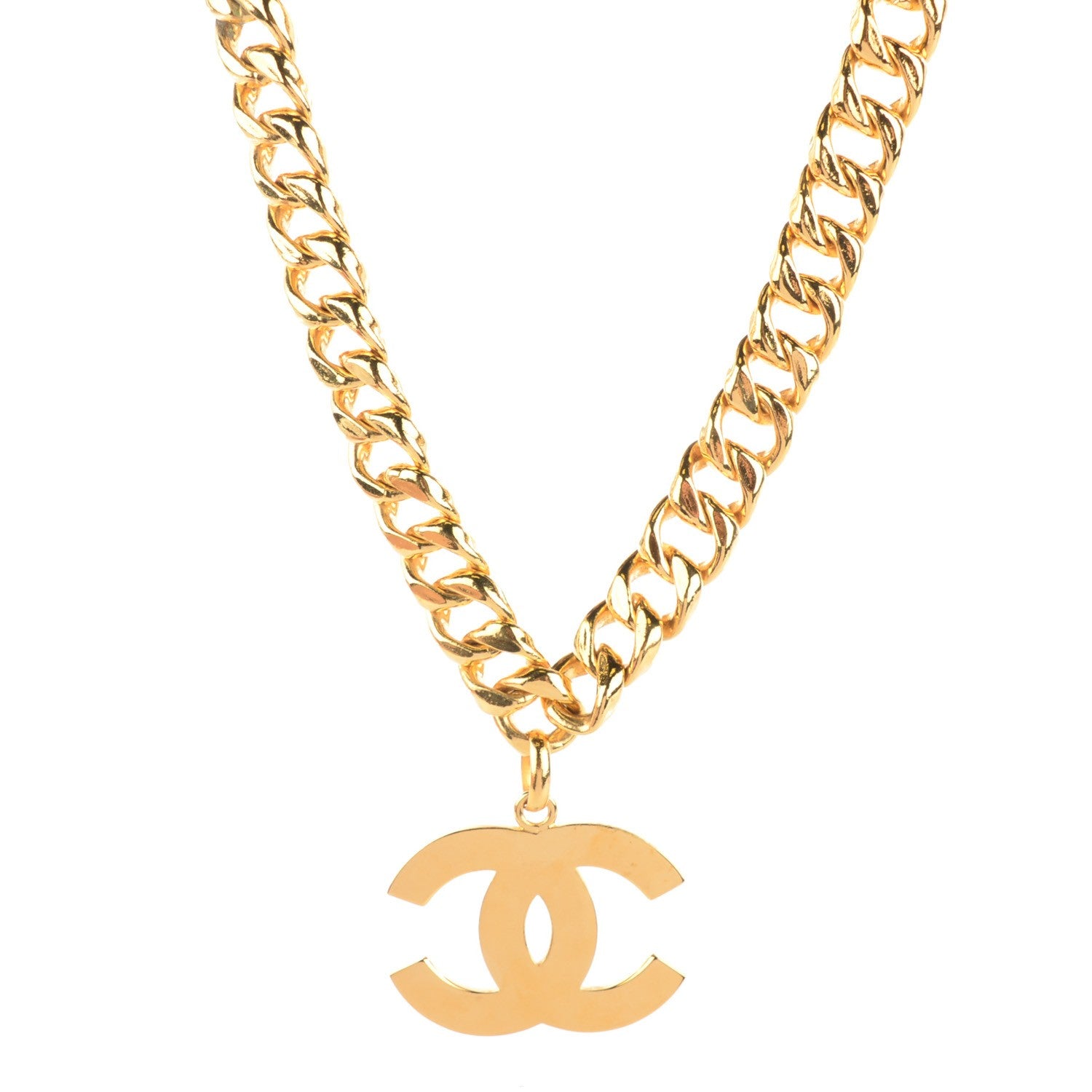 Chanel Oversized CC Pendant Chain Necklace Gold 1 of 5