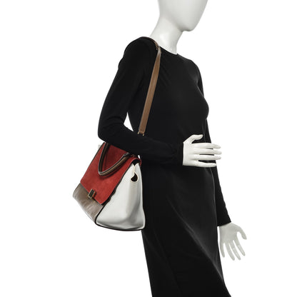 Celine Smooth Calfskin Suede Medium Tri-Color Trapeze Vermillion 2 of 12