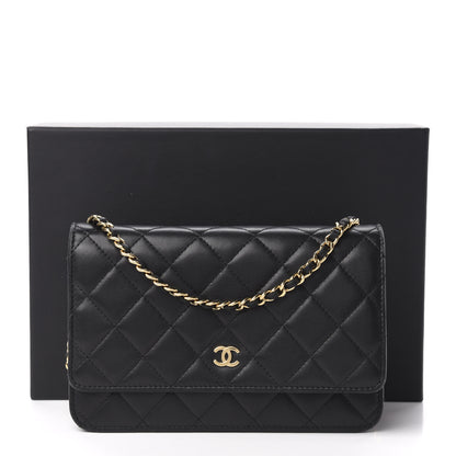 Chanel Lambskin Quilted Wallet On Chain WOC Black 11 of 11