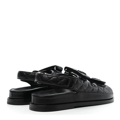 Chanel Lambskin Quilted Velcro Dad Sandals 37 So Black 4 of 4