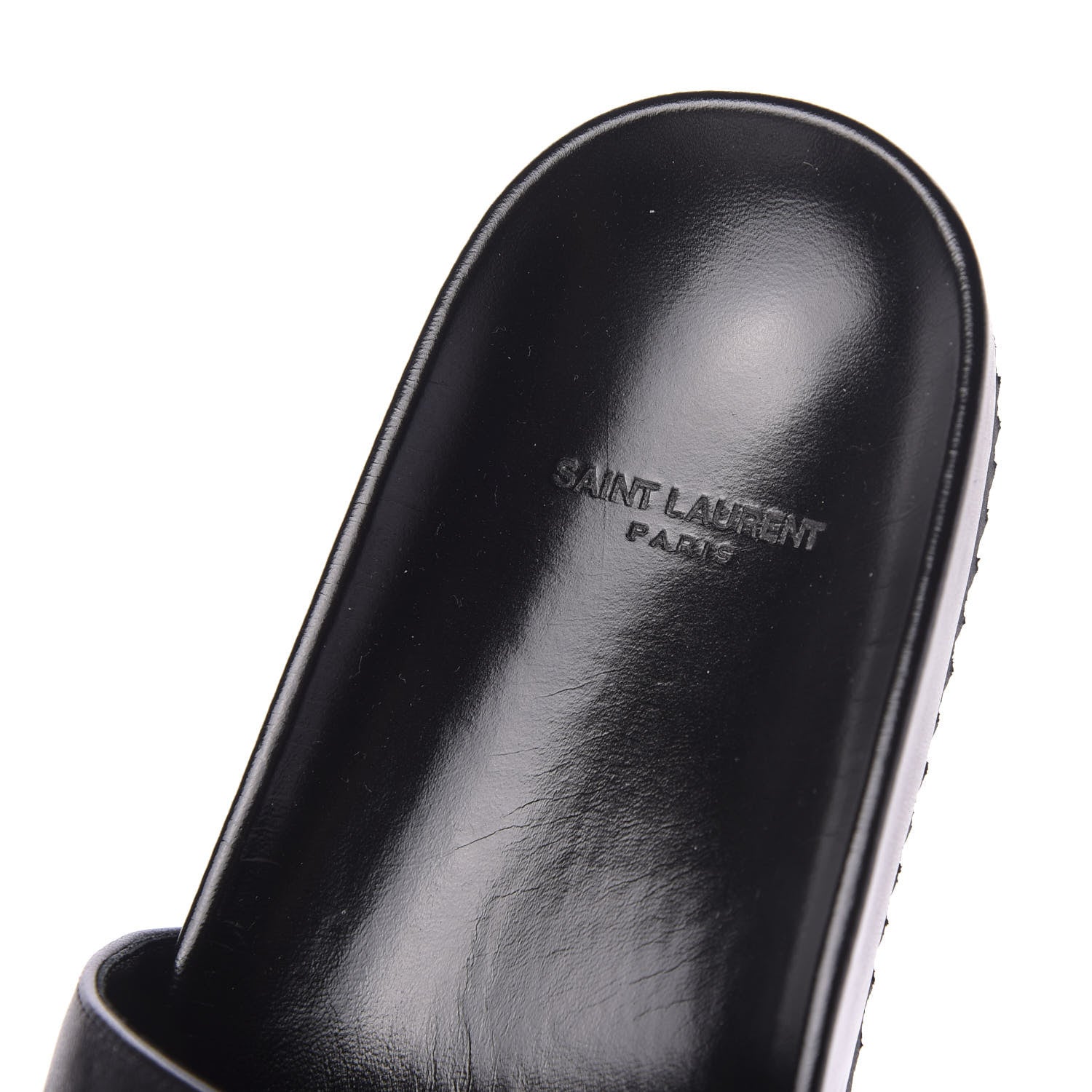 Saint Laurent Lambskin Joan Slide Sandals Black 8 of 10