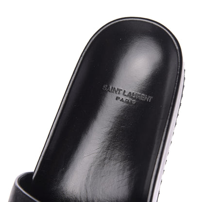 Saint Laurent Lambskin Joan Slide Sandals Black 8 of 10