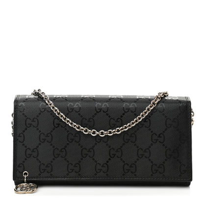 Gucci Imprime Monogram GG Pierce Chain Clutch Wallet Black 1 of 9