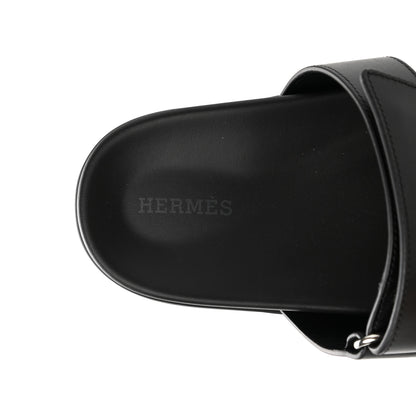 Hermes Calfskin Womens Chypre Sandals 38.5 Black 7 of 12