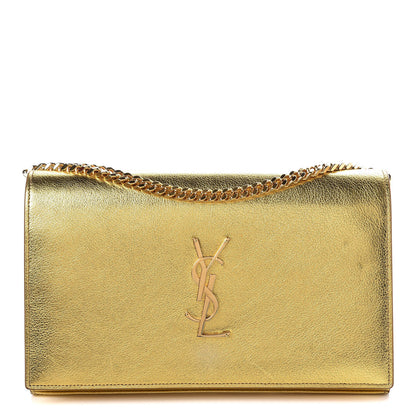 Saint Laurent Metallic Calfskin Monogram Chain Wallet Gold 1 of 15