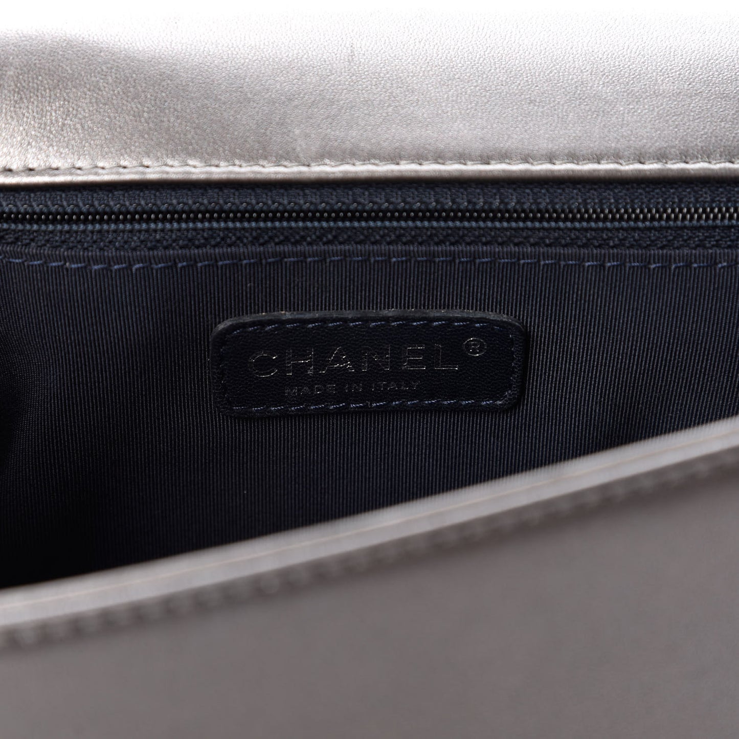 Lambskin Embossed New Medium Boy Cube Flap Grey