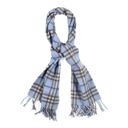 Burberry Cashmere House Check Fringe Scarf Light Blue 1 of 4