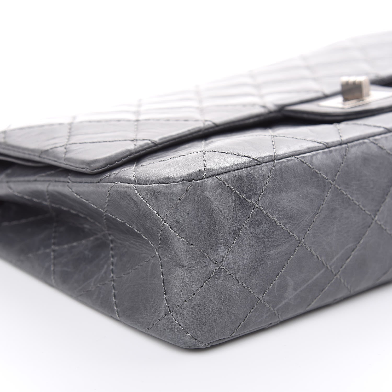 Chanel Aged Calfskin Quilted 50th Anniversary 2.55 Reissue Flap 226 Grey 9 of 18