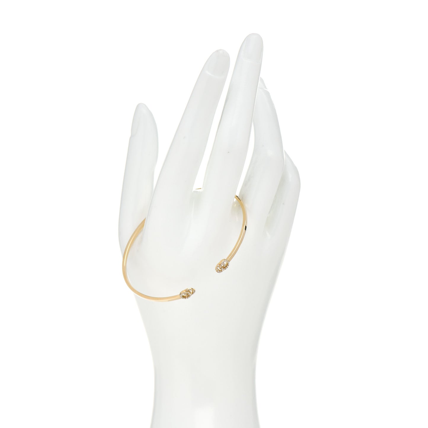 18K Yellow Gold Diamond GG Running Cuff Bracelet
