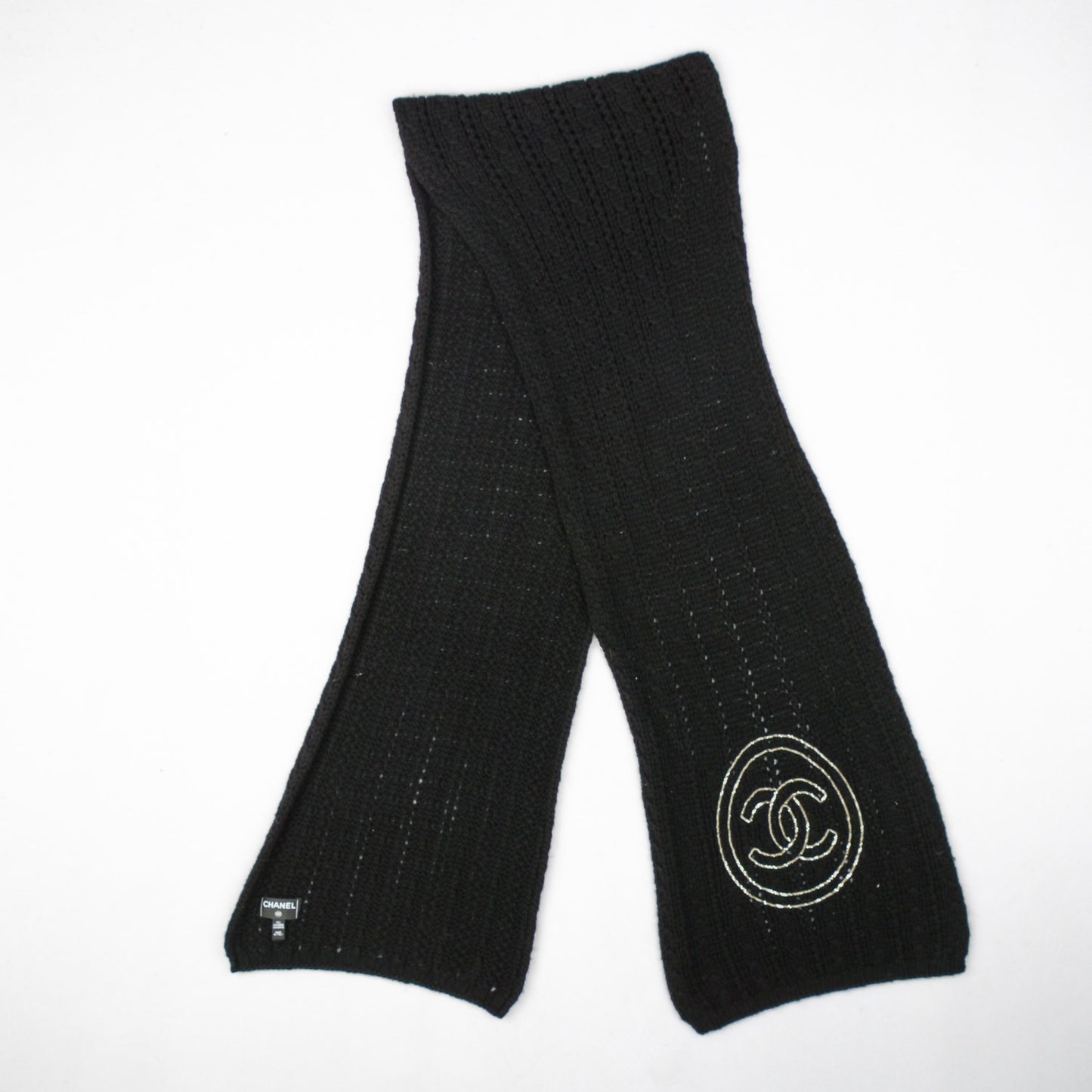 Cashmere Chain CC Scarf Black