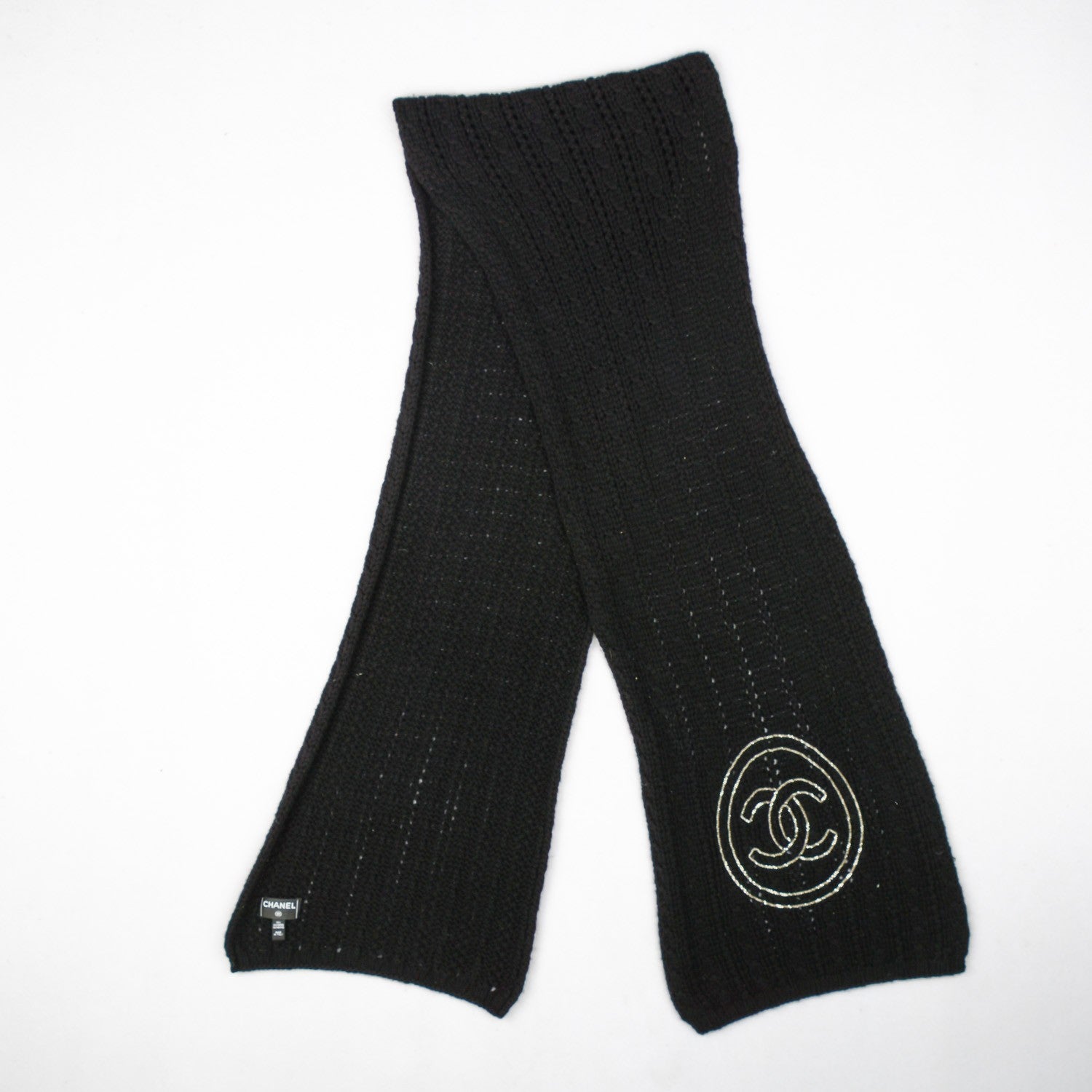 Chanel Cashmere Chain CC Scarf Black 3 of 4