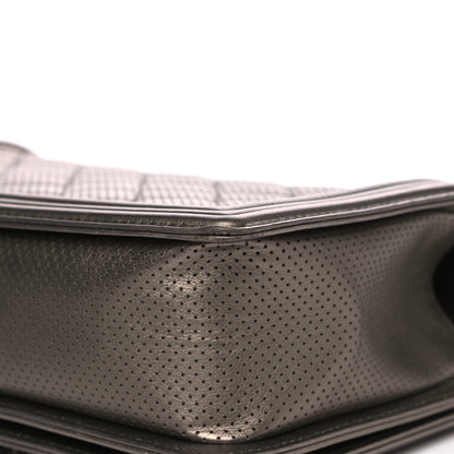 Chanel Metallic Lambskin Perforated New Medium Boy Flap Dark Silver 9 of 10