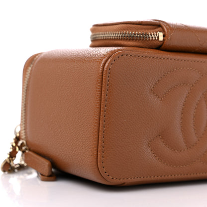 Chanel Caviar Quilted Top Handle Pocket Vanity Case Camel 8 of 10