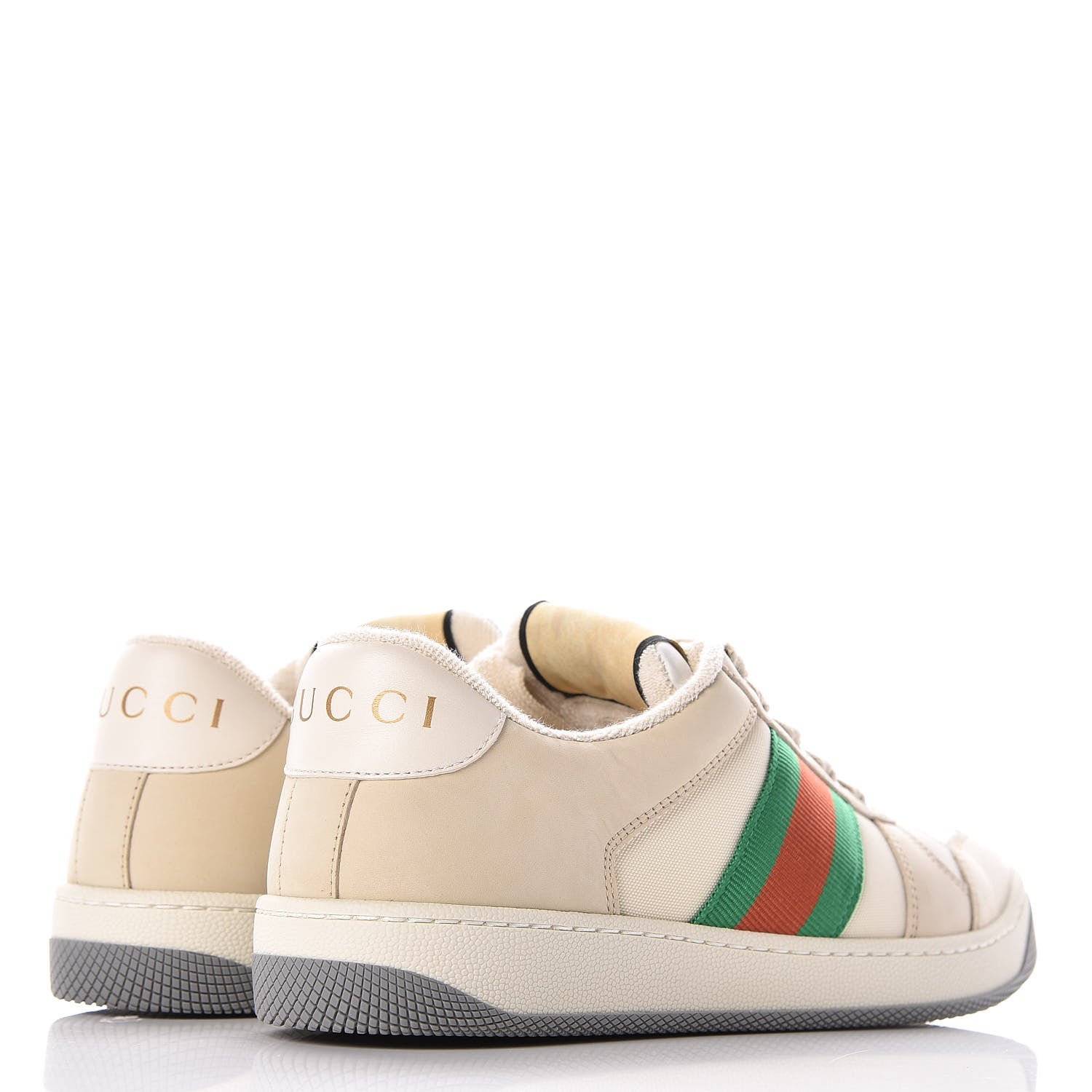Gucci Nylon Nubuck Web Womens Screener Sneakers 36.5 Mystic White Dusty Milk 4 of 9