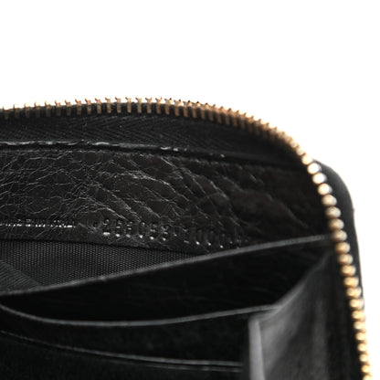Balenciaga Agneau Giant 12 Rose Gold Hardware Continental Zip Around Wallet Black 7 of 14