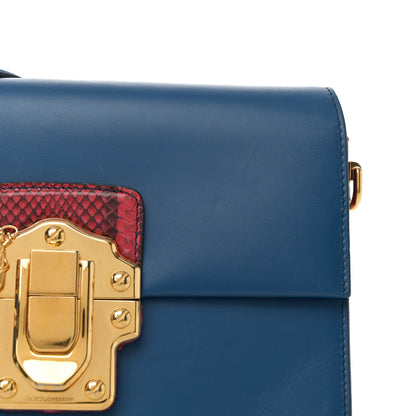 Dolce & Gabbana Calfskin Snakeskin Lucia Shoulder Bag Blue Red 13 of 15