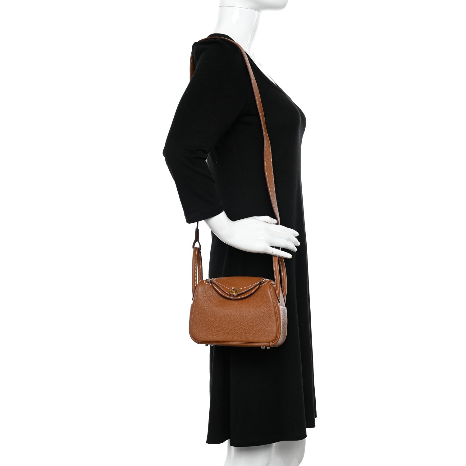 Hermes Taurillon Clemence Mini Lindy 20 Gold 2 of 11