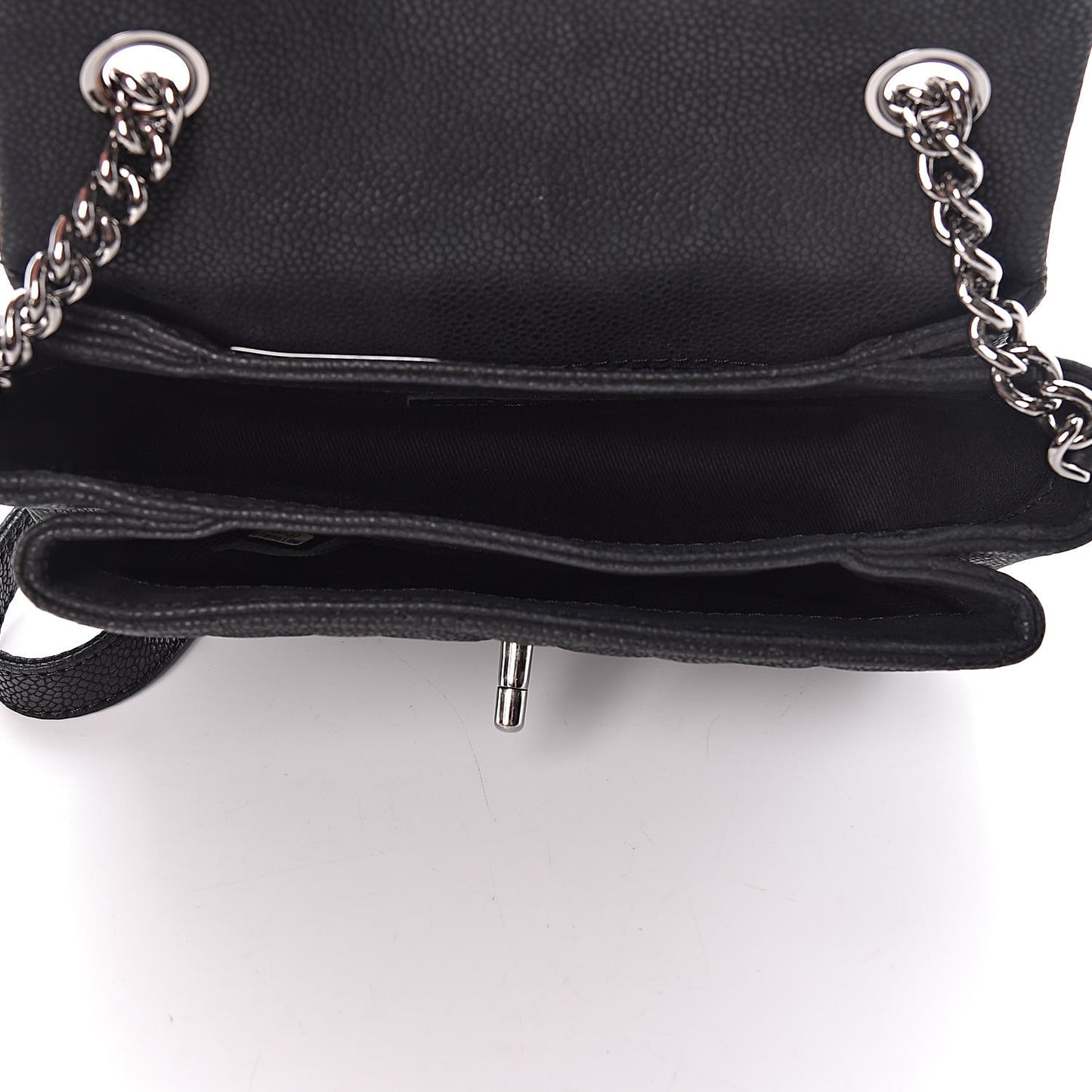 Iridescent Caviar Mini Lady Pearly Flap Black