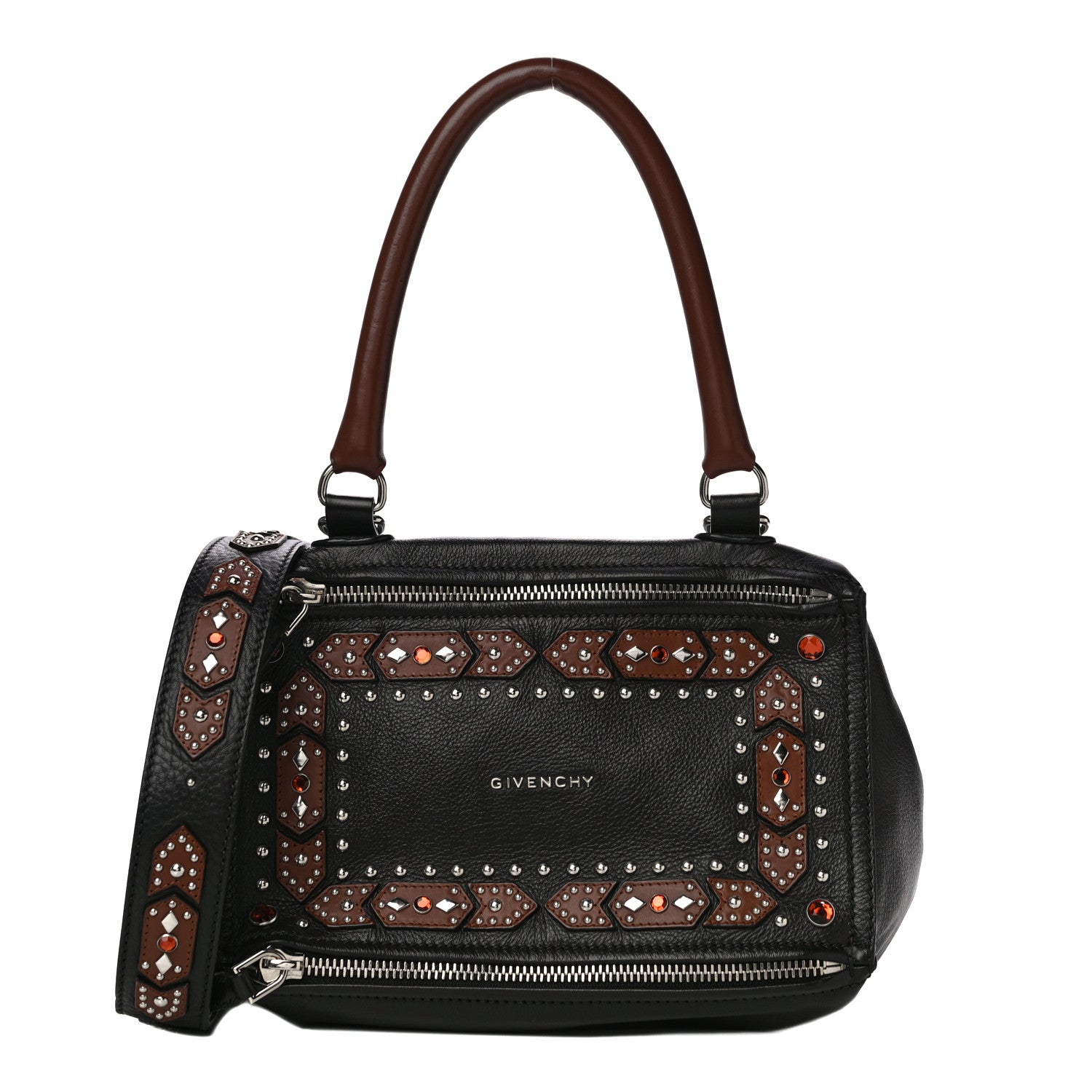Givenchy Calfskin Small Studded Pandora Black Brown 1 of 8