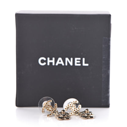 Chanel Crystal CC Camellia Drop Earrings Gold 5 of 5