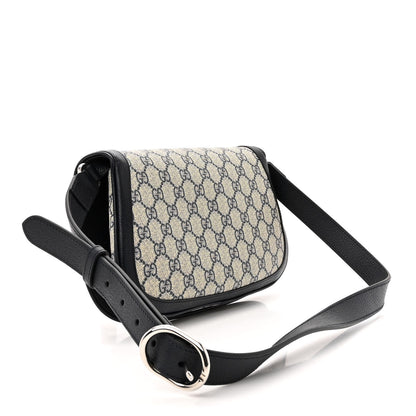 Gucci GG Supreme Monogram Textured Dollar Calfskin Blondie Chain Shoulder Flap Bag Beige Blue 3 of 11