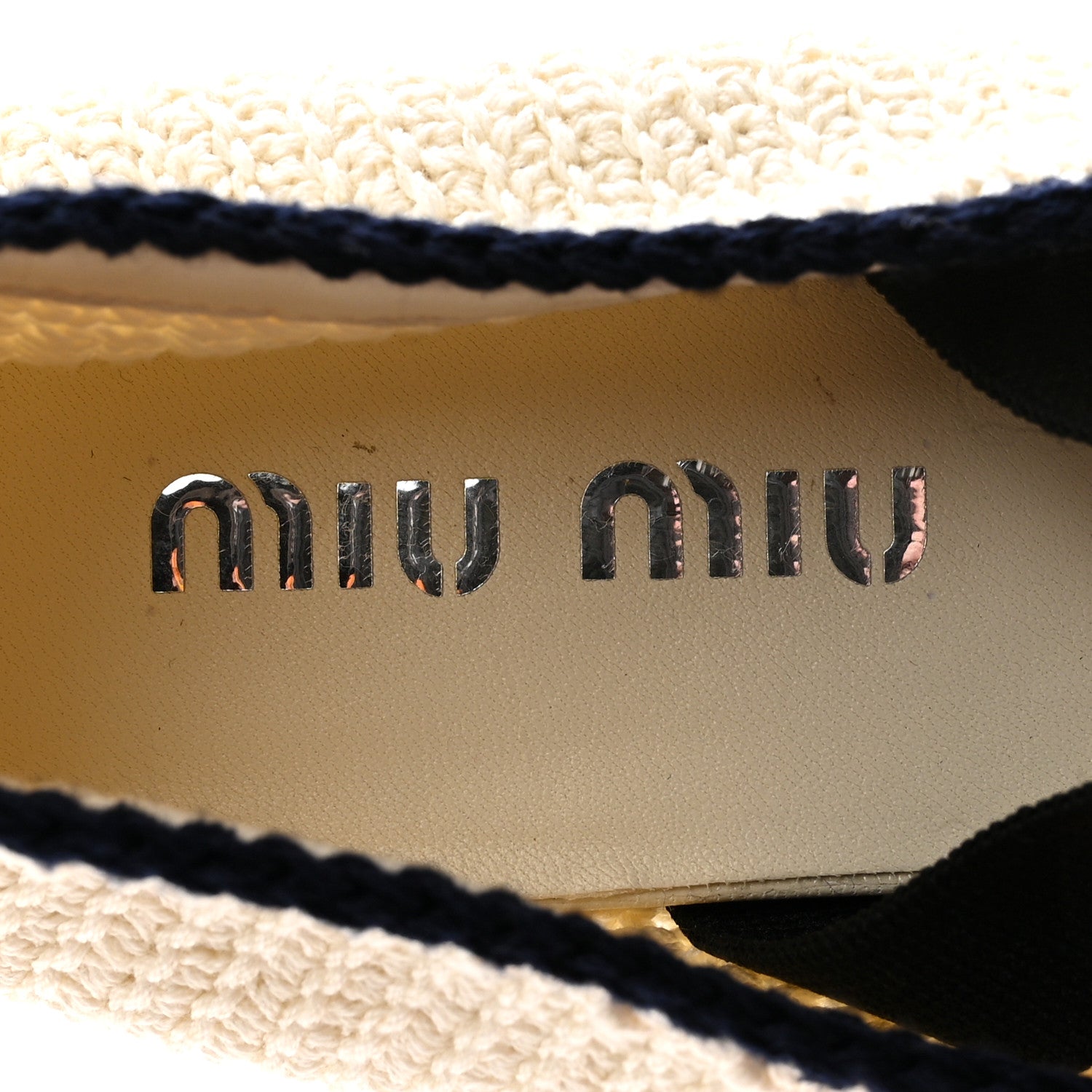 Miu Miu Cotton Crochet Knit Ballerina Flats 38.5 Avorio Blue 8 of 9