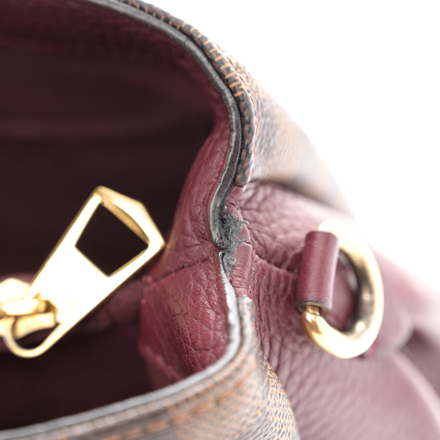 Damier Ebene Cuir Taurillon Brittany Bordeaux