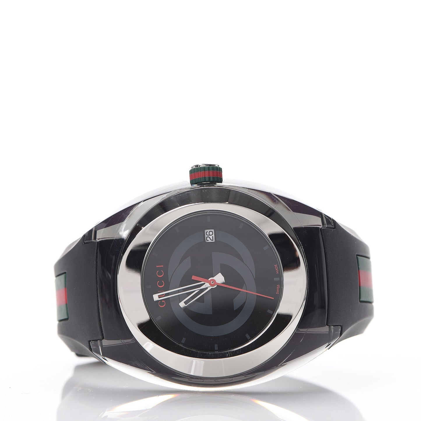 Stainless Steel Rubber 46mm Sync Web Quartz Watch Black
