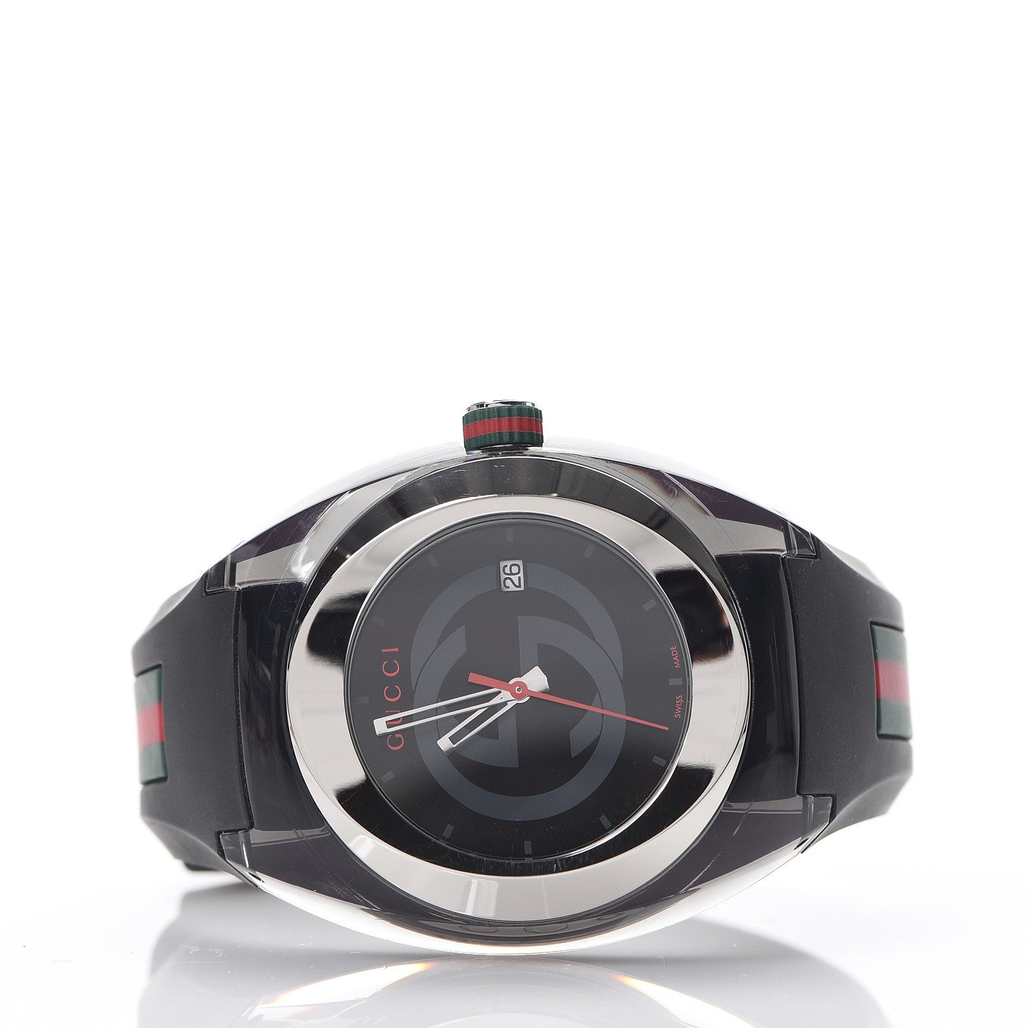 Gucci Stainless Steel Rubber 46mm Sync Web Quartz Watch Black 2 of 5