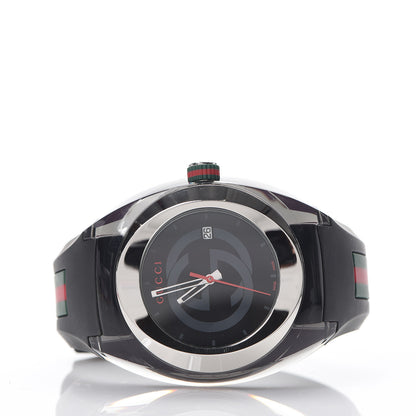 Gucci Stainless Steel Rubber 46mm Sync Web Quartz Watch Black 2 of 5