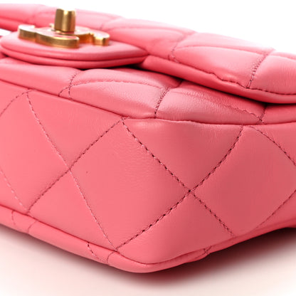 Chanel Lambskin Enamel Quilted Pending CC Mini Square Flap Pink 10 of 10