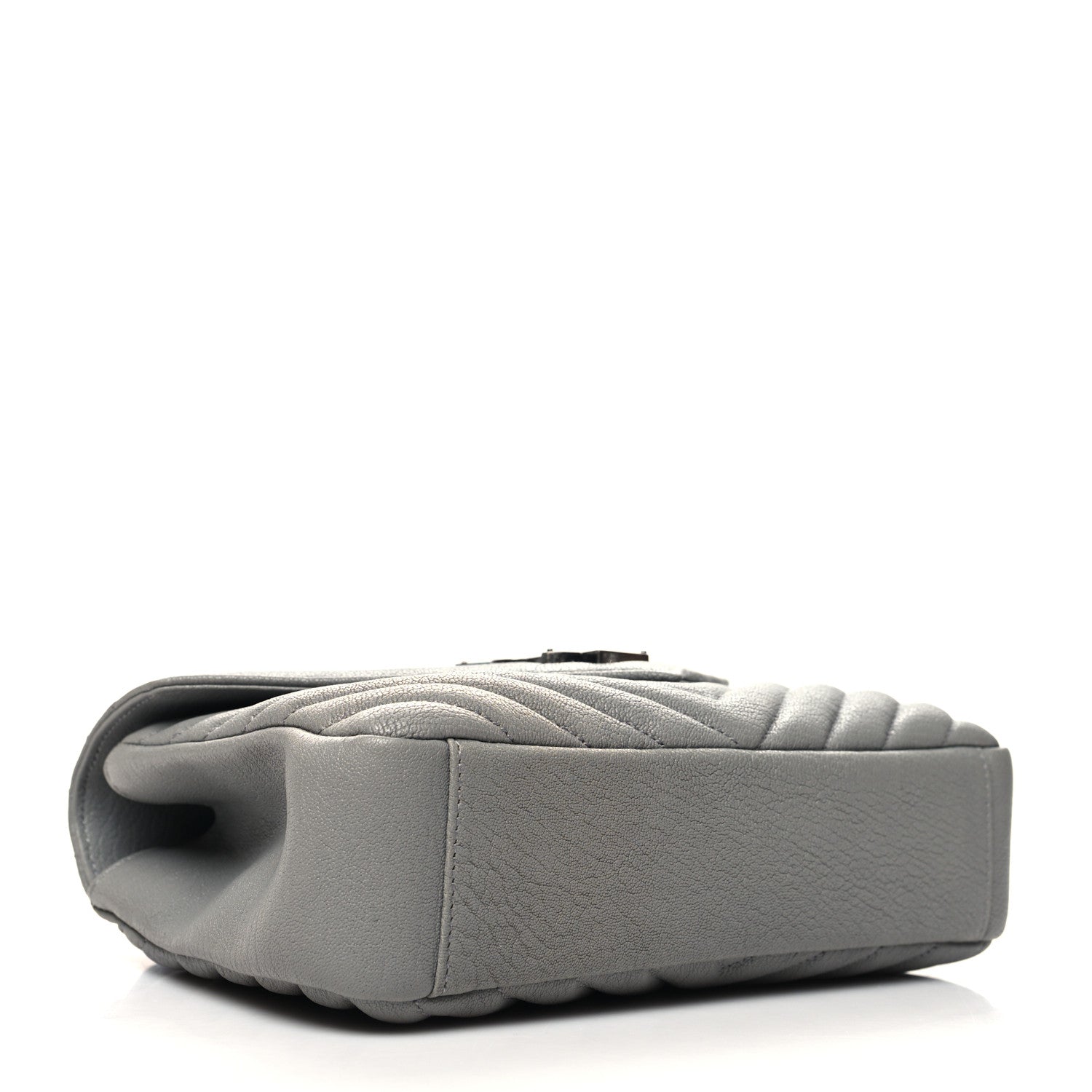 Saint Laurent Sheepskin Matelasse Chevron Monogram Medium College Bag Granite 4 of 11