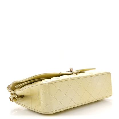 Chanel Cloudy Pearly Goatskin Quilted Medium Double Flap Light Yellow 4 of 10