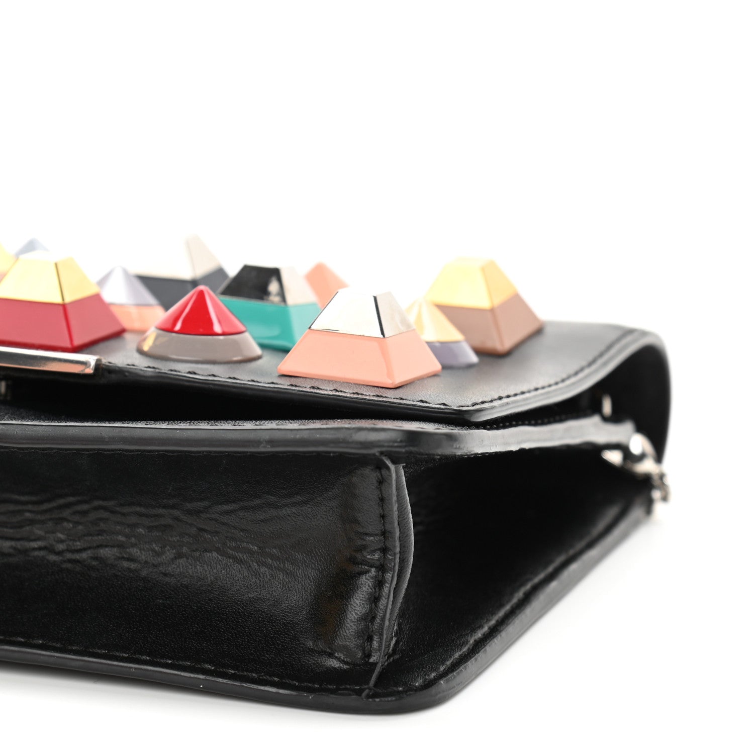 Fendi Vitello Liberty Studded Tube Wallet On Chain Black Multicolor 11 of 12