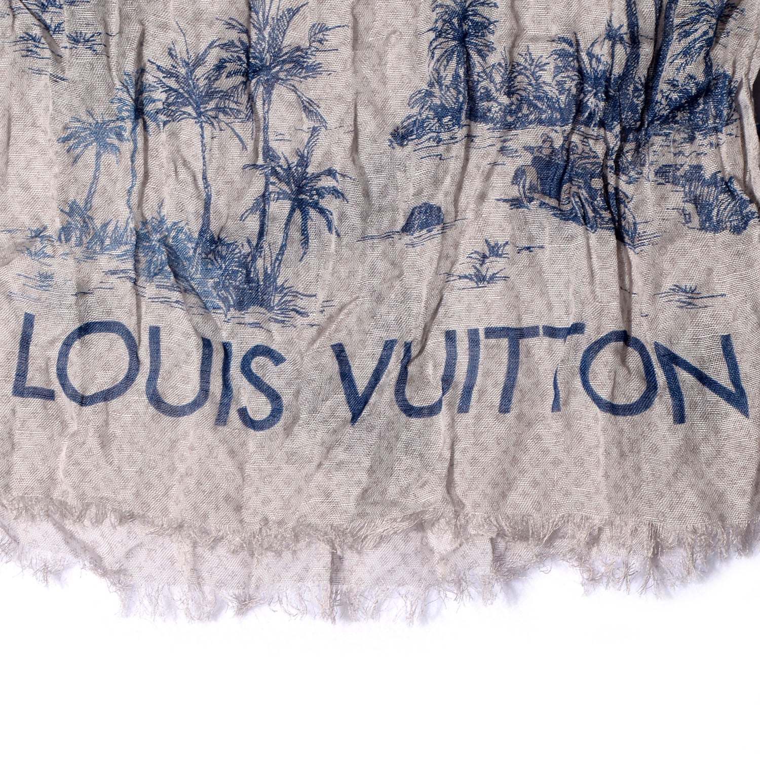Louis Vuitton Cotton Linen Toile Etole De Louis Pareo Blue 6 of 8