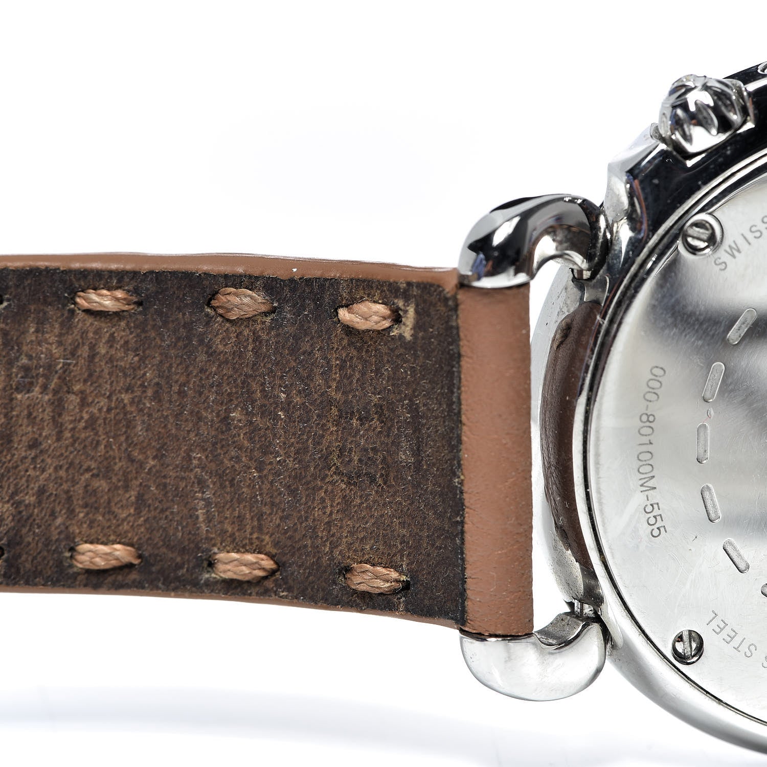 Fendi Stainless Steel Calfskin Diamond Mother of Pearl 37mm Selleria Quartz Watch Brown 7 of 10