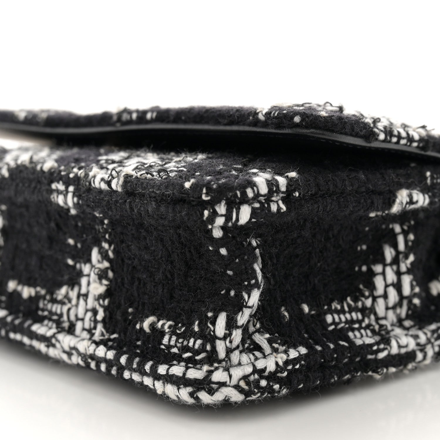 Chanel Tweed Quilted Chanel 19 Wallet On Chain WOC Black White 11 of 12
