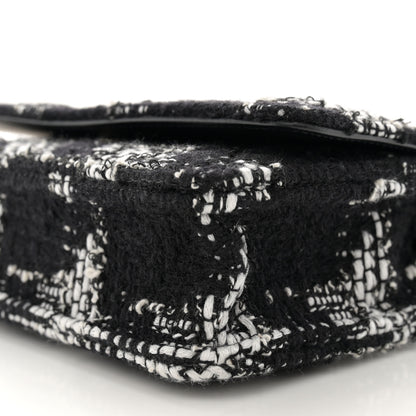 Chanel Tweed Quilted Chanel 19 Wallet On Chain WOC Black White 11 of 12