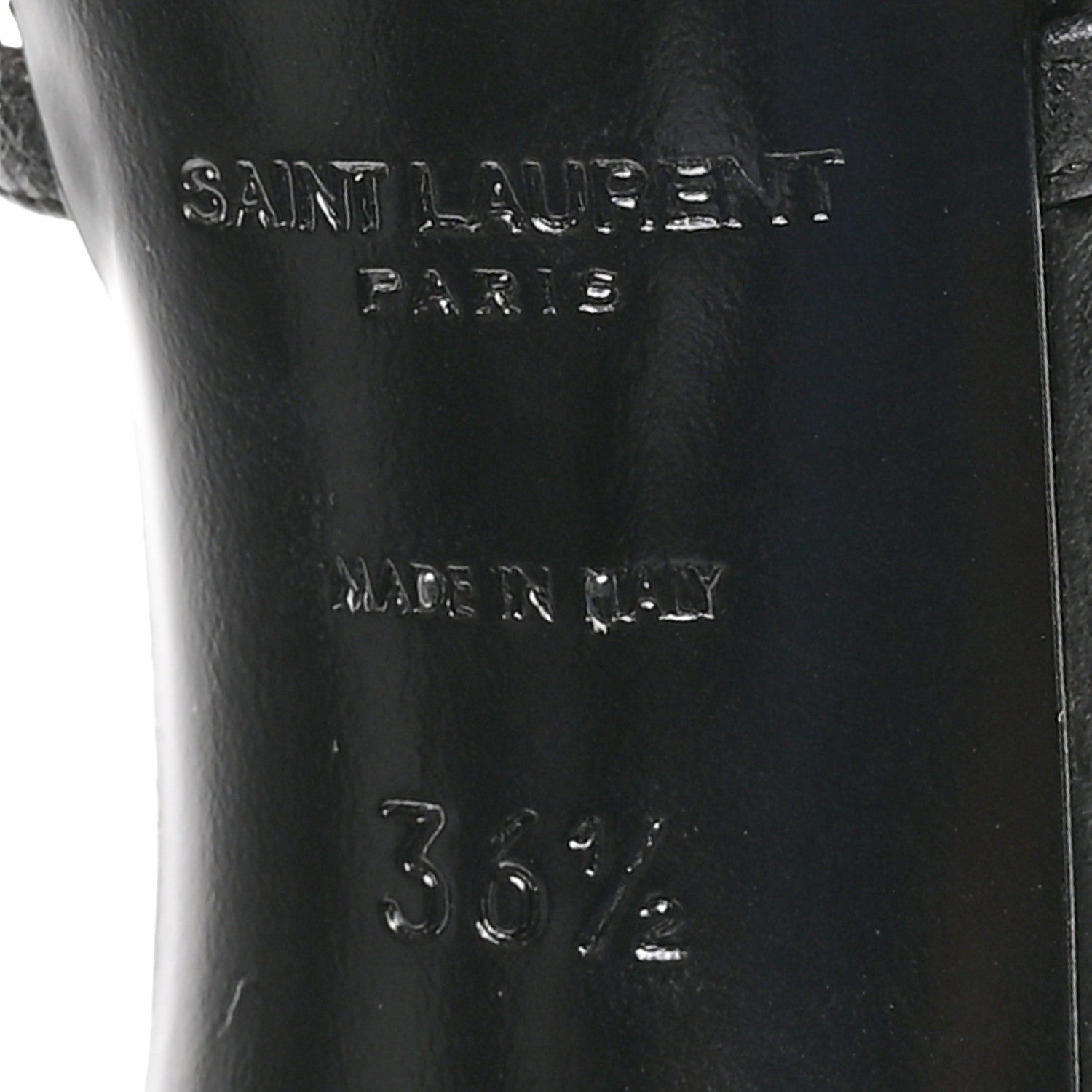 Saint Laurent Calfskin Cassandra Palm Logo 110 Ankle Strap Sandals 36.5 Black 7 of 9
