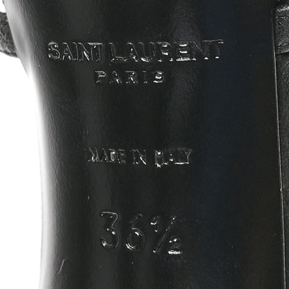 Saint Laurent Calfskin Cassandra Palm Logo 110 Ankle Strap Sandals 36.5 Black 7 of 9