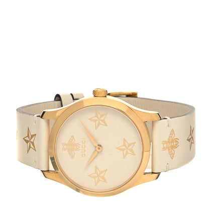 Gucci Stainless Steel Calfskin 38mm G-Timeless Bee Star Quartz Watch White 2 of 4