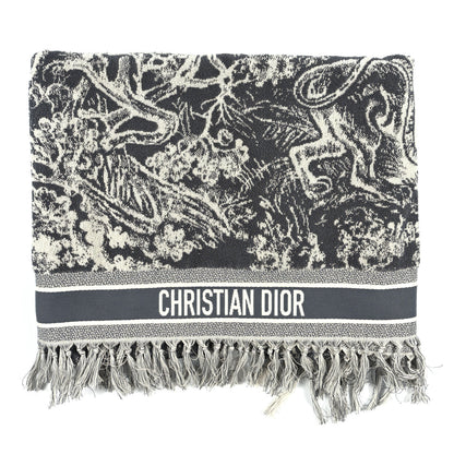 Christian Dior Cotton Toile De Jouy Reverse Towel Grey Ivory 2 of 4