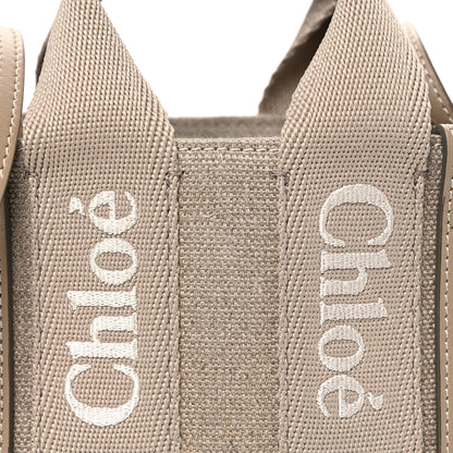 Chloe Linen Calfskin Mini Woody Ribbon Tote With Strap Boyish Brown 8 of 10