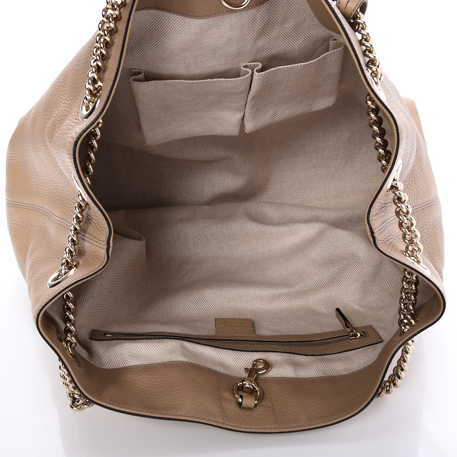 Gucci Pebbled Calfskin Large Soho Chain Shoulder Bag Nude 5 of 8