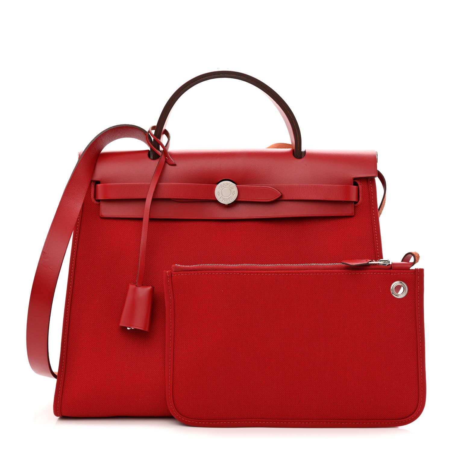 Hermes Military Toile Vache Hunter Herbag Zip PM 31 Rouge Piment 1 of 12