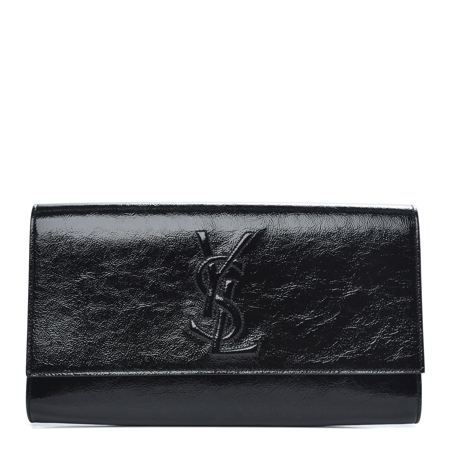 Textured Patent Monogram Large Belle De Jour Clutch Black
