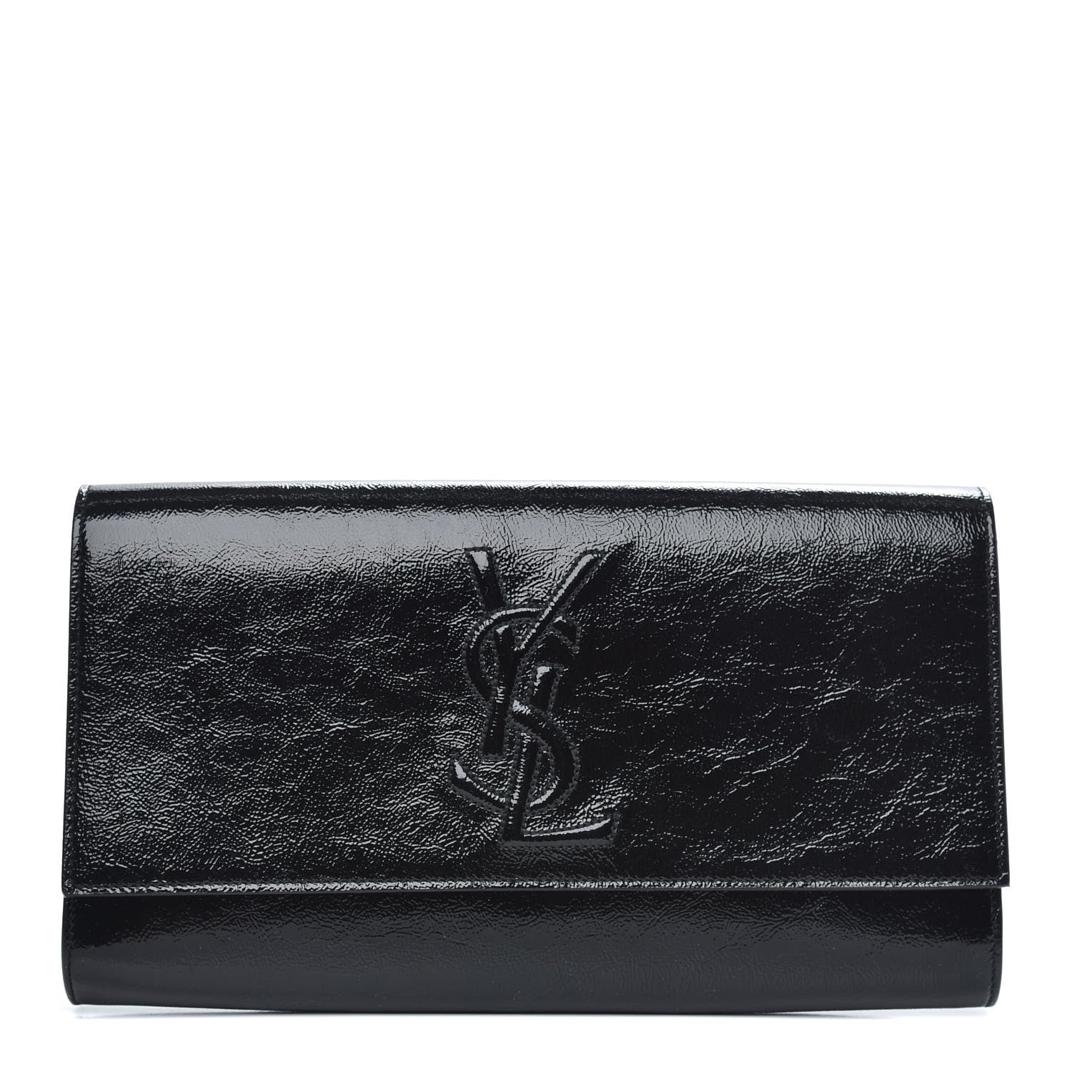 Saint Laurent Textured Patent Monogram Large Belle De Jour Clutch Black 1 of 7