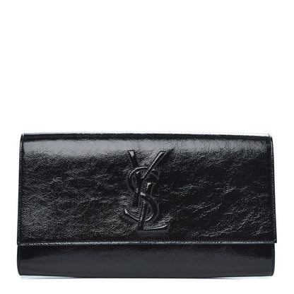 Saint Laurent Textured Patent Monogram Large Belle De Jour Clutch Black 1 of 7