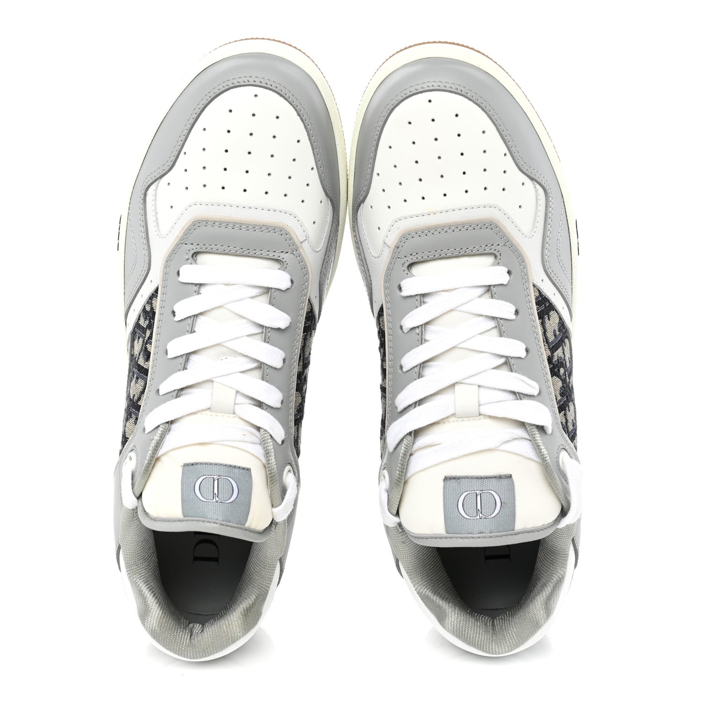 Smooth Calfskin Jacquard Oblique Mens B27 Low Top Sneakers 44 Beige Blue