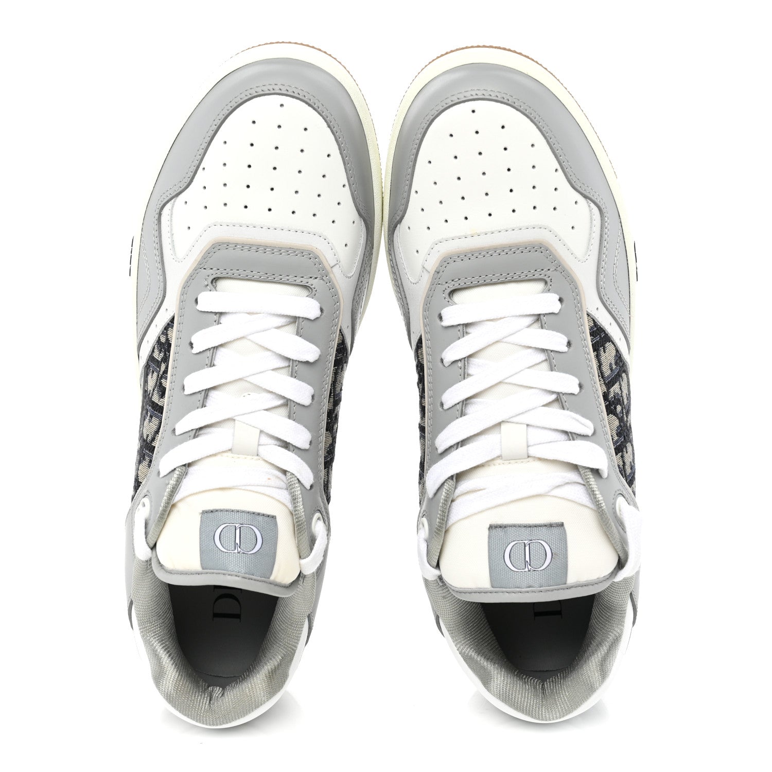 Christian Dior Smooth Calfskin Jacquard Oblique Mens B27 Low Top Sneakers 44 Beige Blue 5 of 9